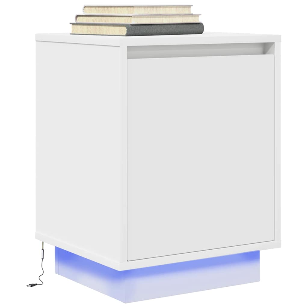 Tables de chevet avec lumières LED 2 pcs blanc 38x34x50 cm - XIOS