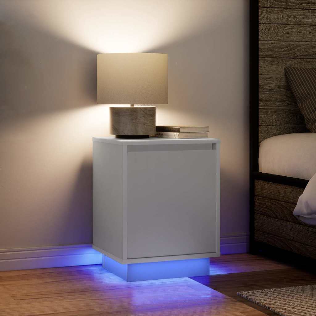 Tables de chevet avec lumières LED 2 pcs blanc 38x34x50 cm - XIOS