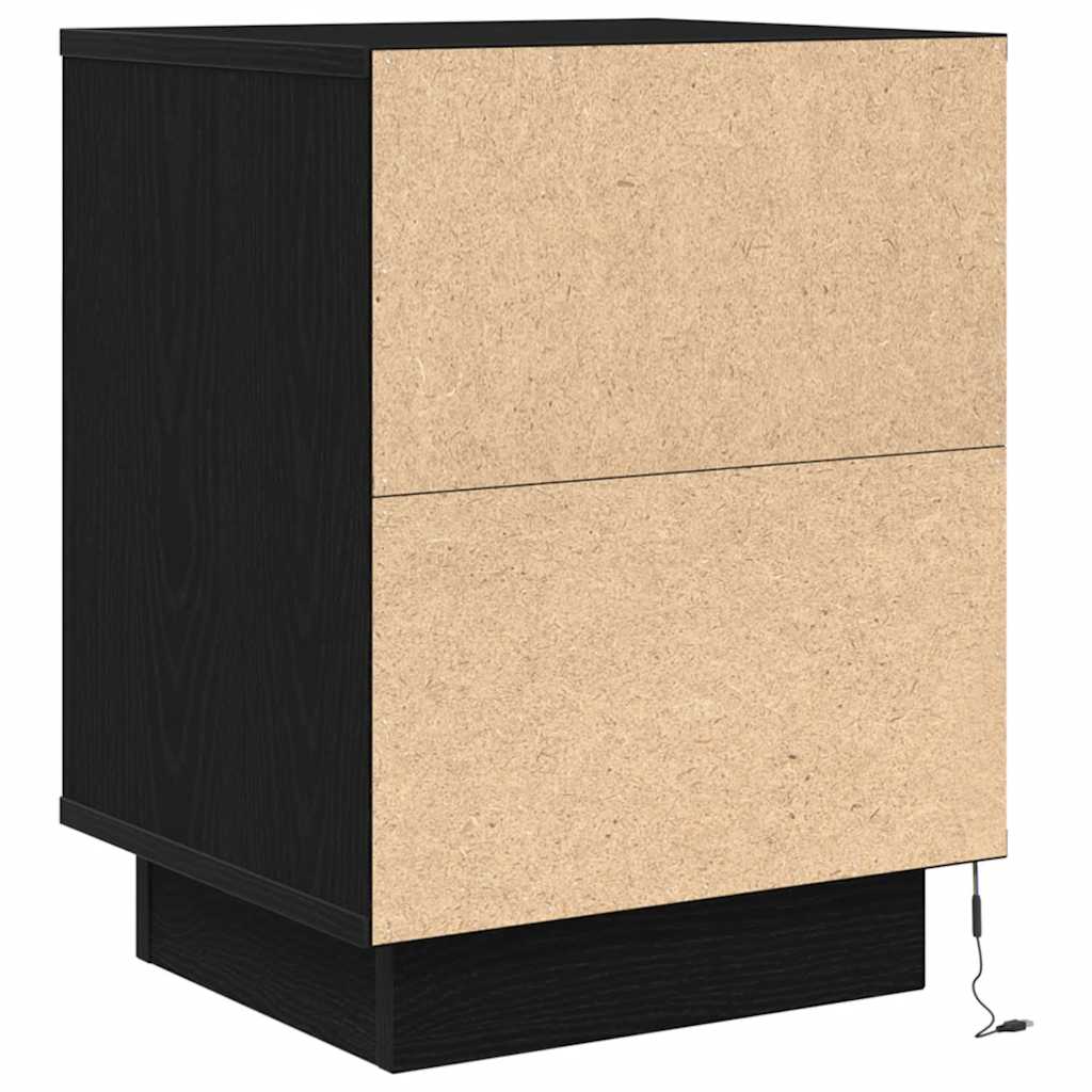 Tables de chevet avec lumières LED 2 pcs noir 38x34x50 cm - XIOS