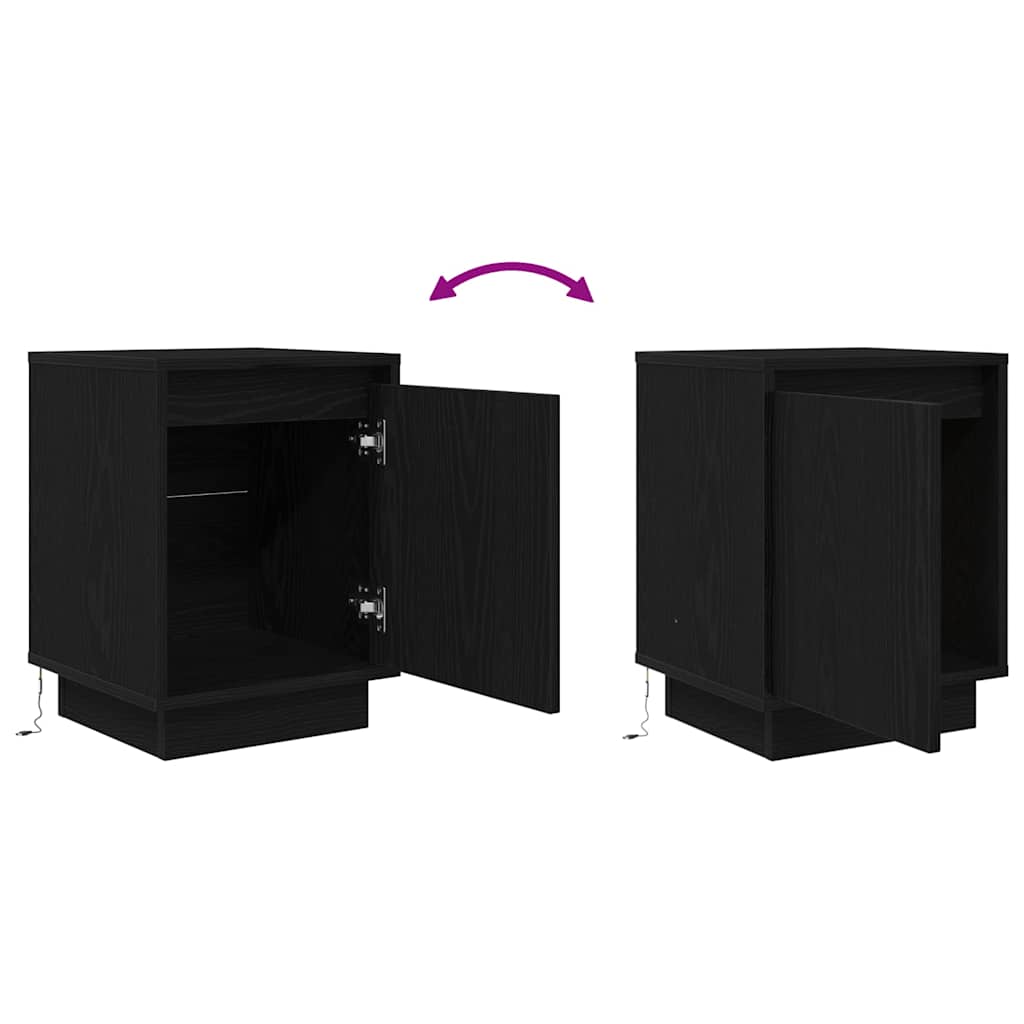 Tables de chevet avec lumières LED 2 pcs noir 38x34x50 cm - XIOS