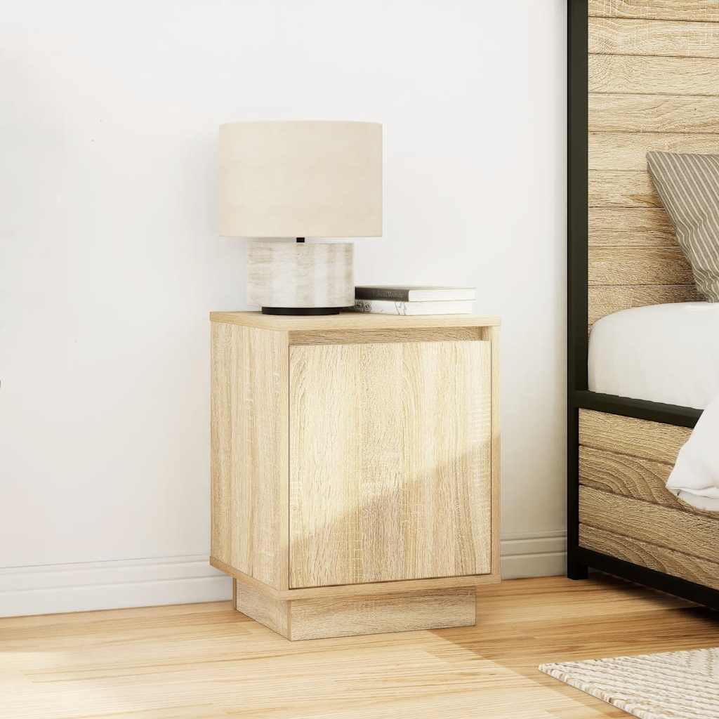Tables de chevet avec lumières LED 2pcs chêne sonoma 38x34x50cm - XIOS