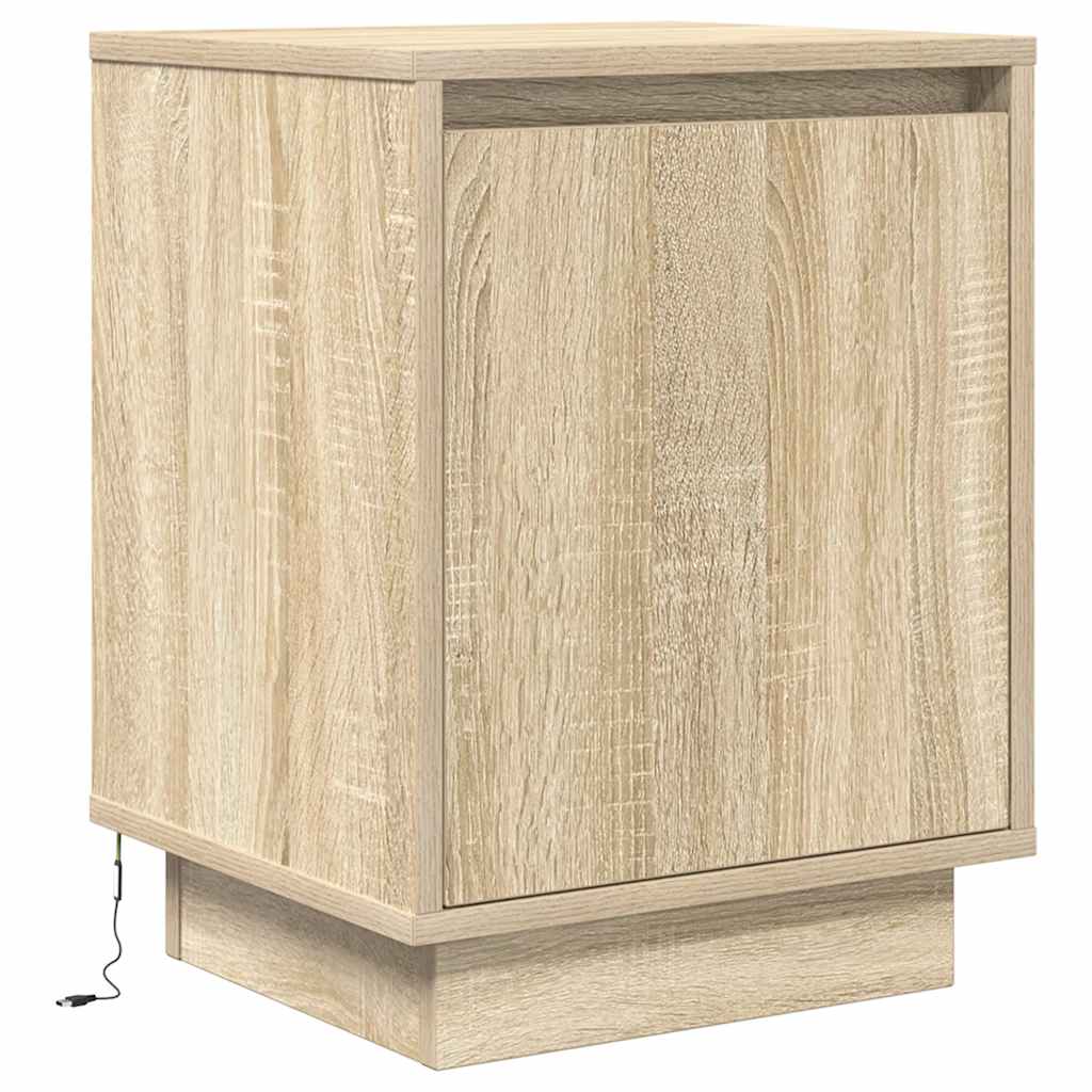 Tables de chevet avec lumières LED 2pcs chêne sonoma 38x34x50cm - XIOS