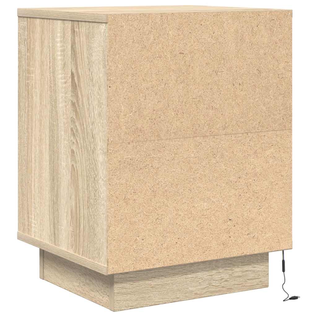 Tables de chevet avec lumières LED 2pcs chêne sonoma 38x34x50cm - XIOS