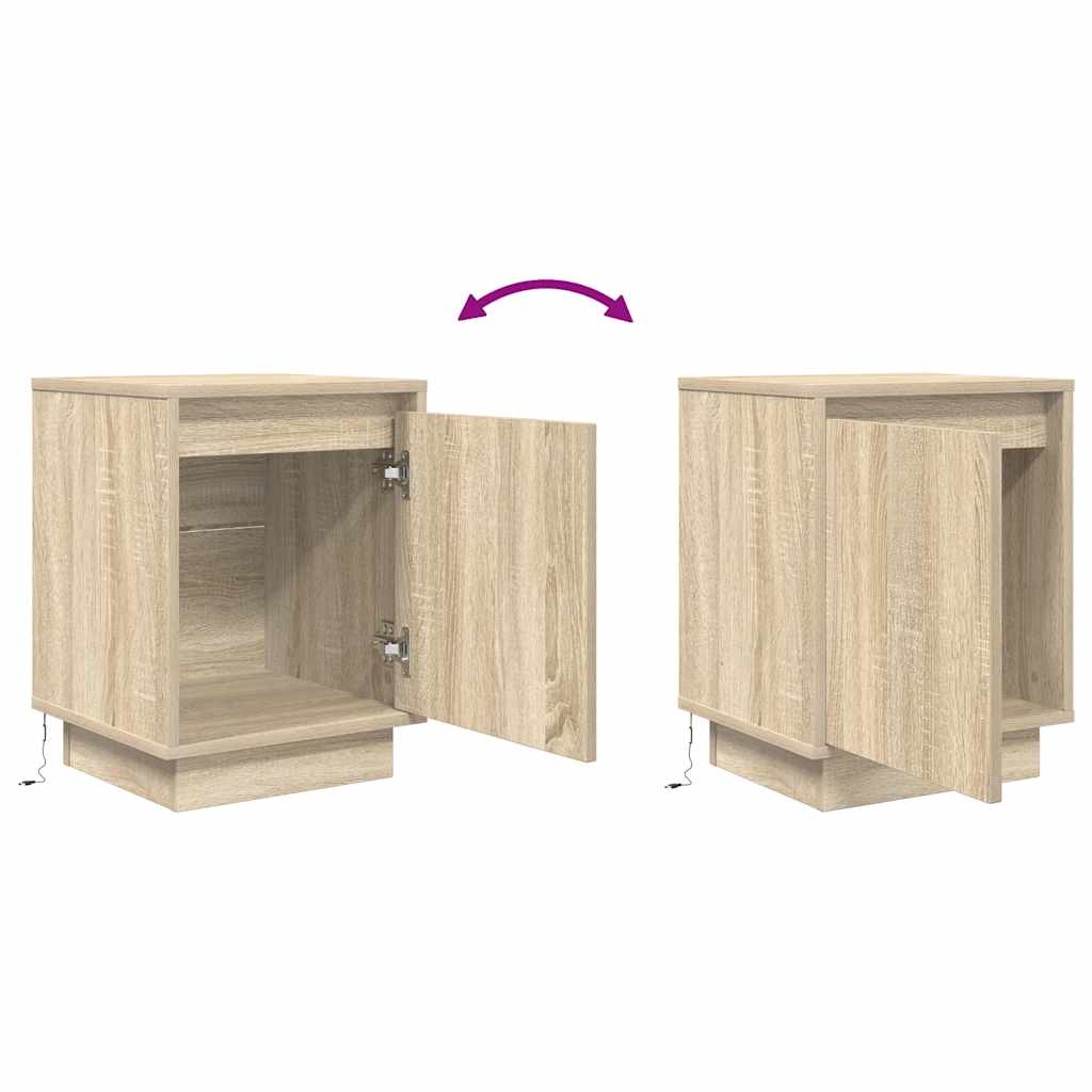Tables de chevet avec lumières LED 2pcs chêne sonoma 38x34x50cm - XIOS