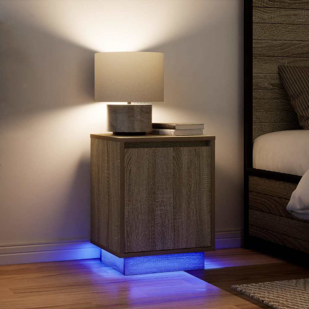 Tables de chevet avec lumières LED 2pcs chêne sonoma 38x34x50cm - XIOS