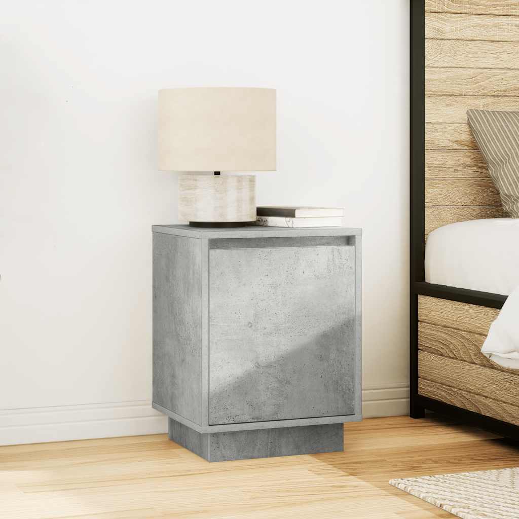 Tables de chevet avec lumières LED 2 pcs gris béton 38x34x50 cm - XIOS