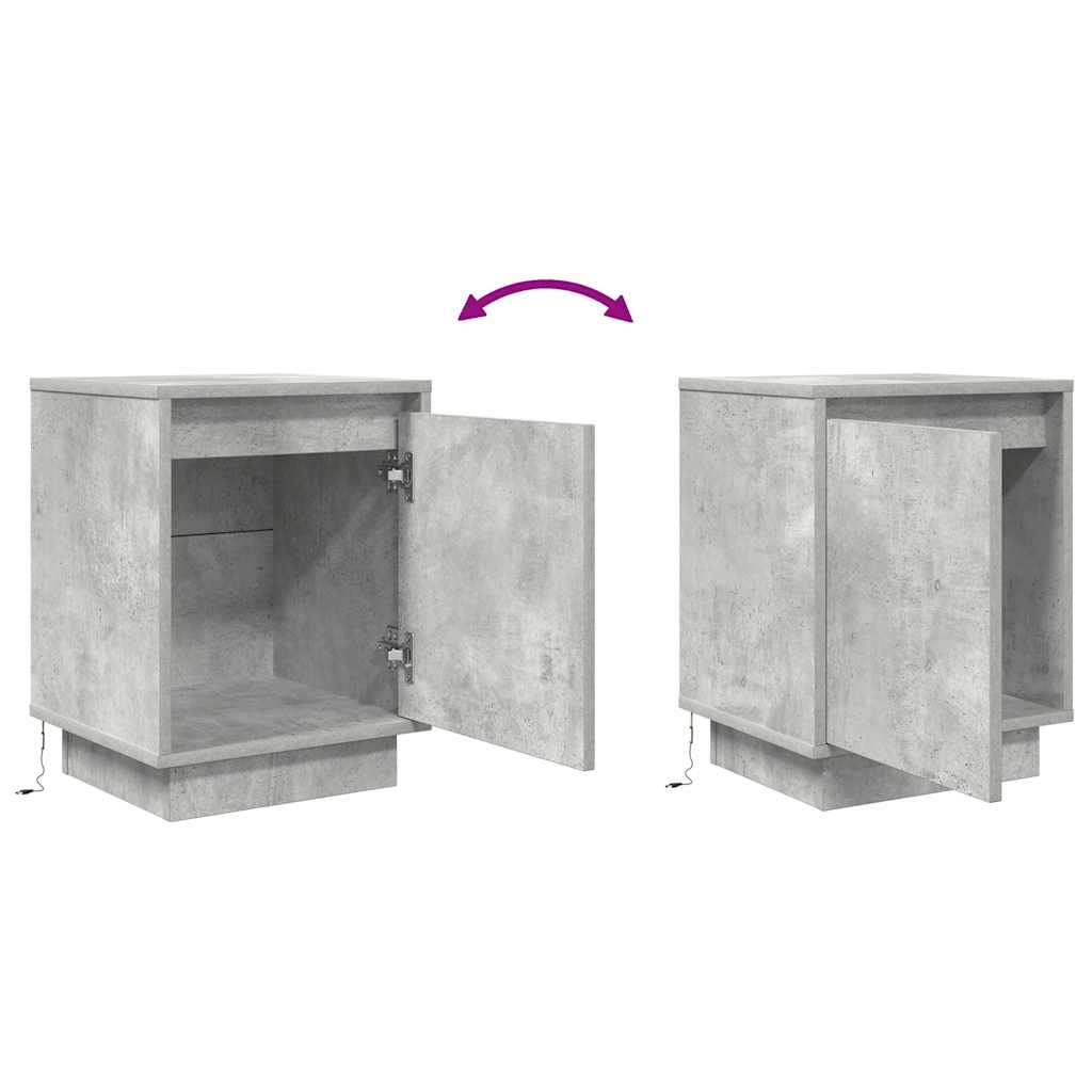 Tables de chevet avec lumières LED 2 pcs gris béton 38x34x50 cm - XIOS