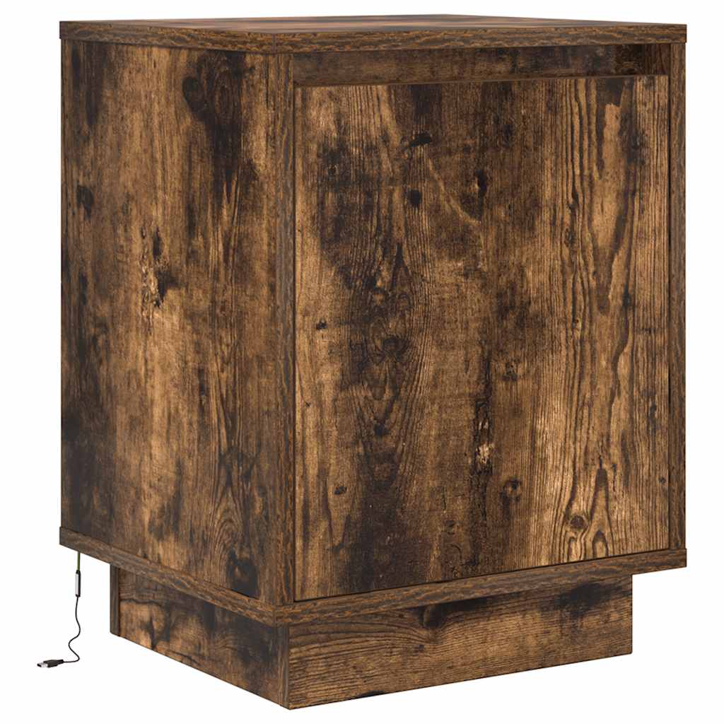 Tables de chevet avec lumières LED 2 pcs chêne fumé 38x34x50 cm - XIOS