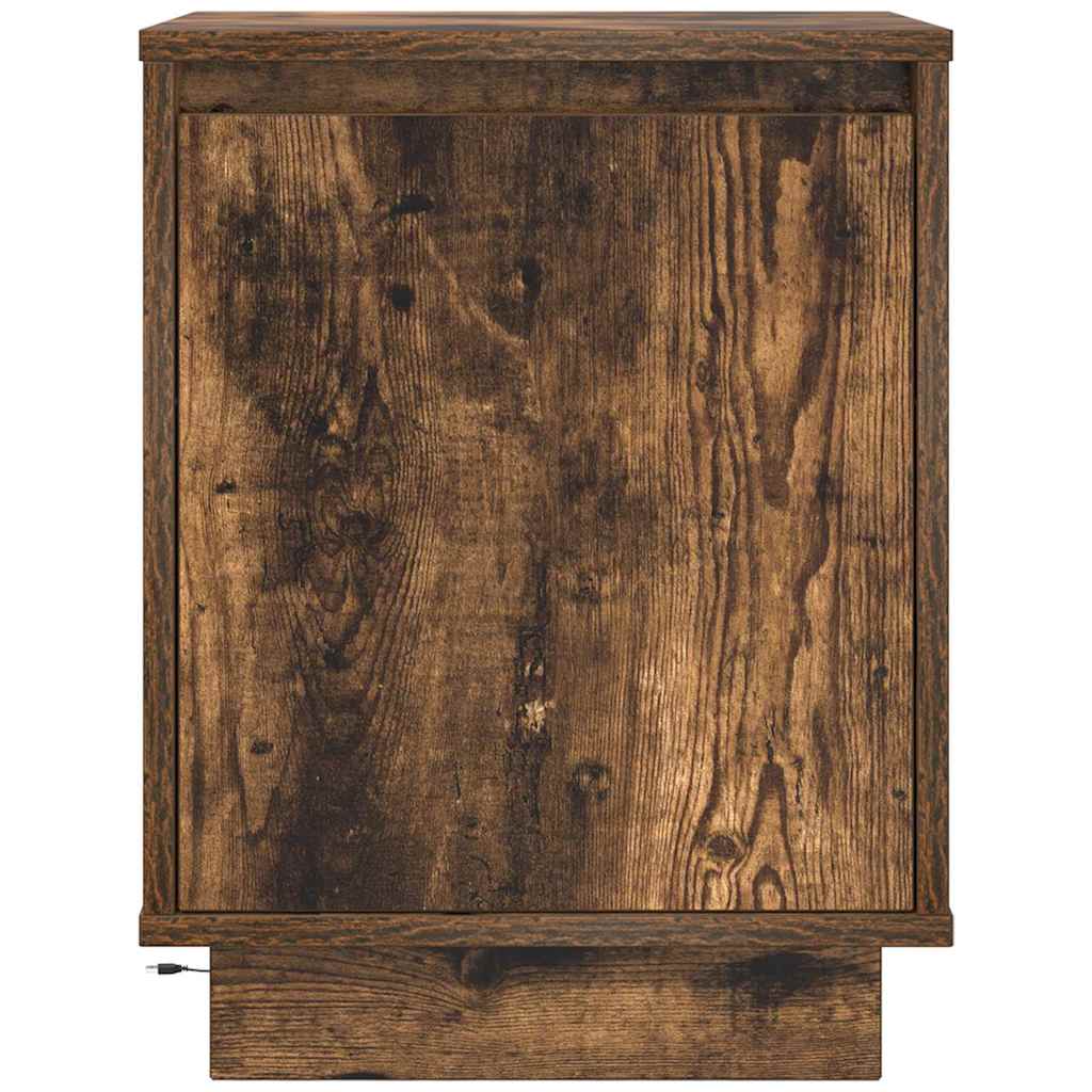 Tables de chevet avec lumières LED 2 pcs chêne fumé 38x34x50 cm - XIOS