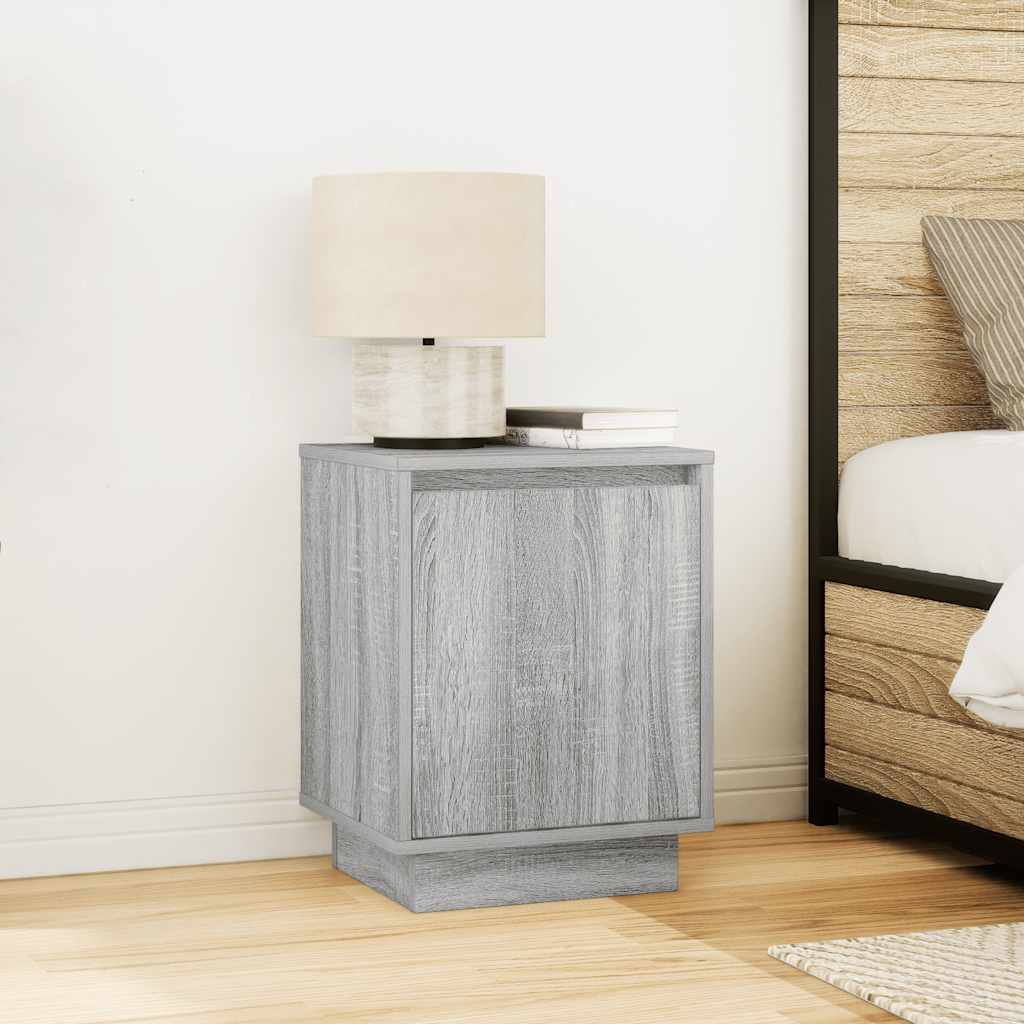 Tables de chevet avec lumières LED 2 pcs sonoma gris 38x34x50cm - XIOS