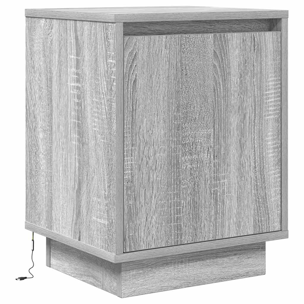 Tables de chevet avec lumières LED 2 pcs sonoma gris 38x34x50cm - XIOS