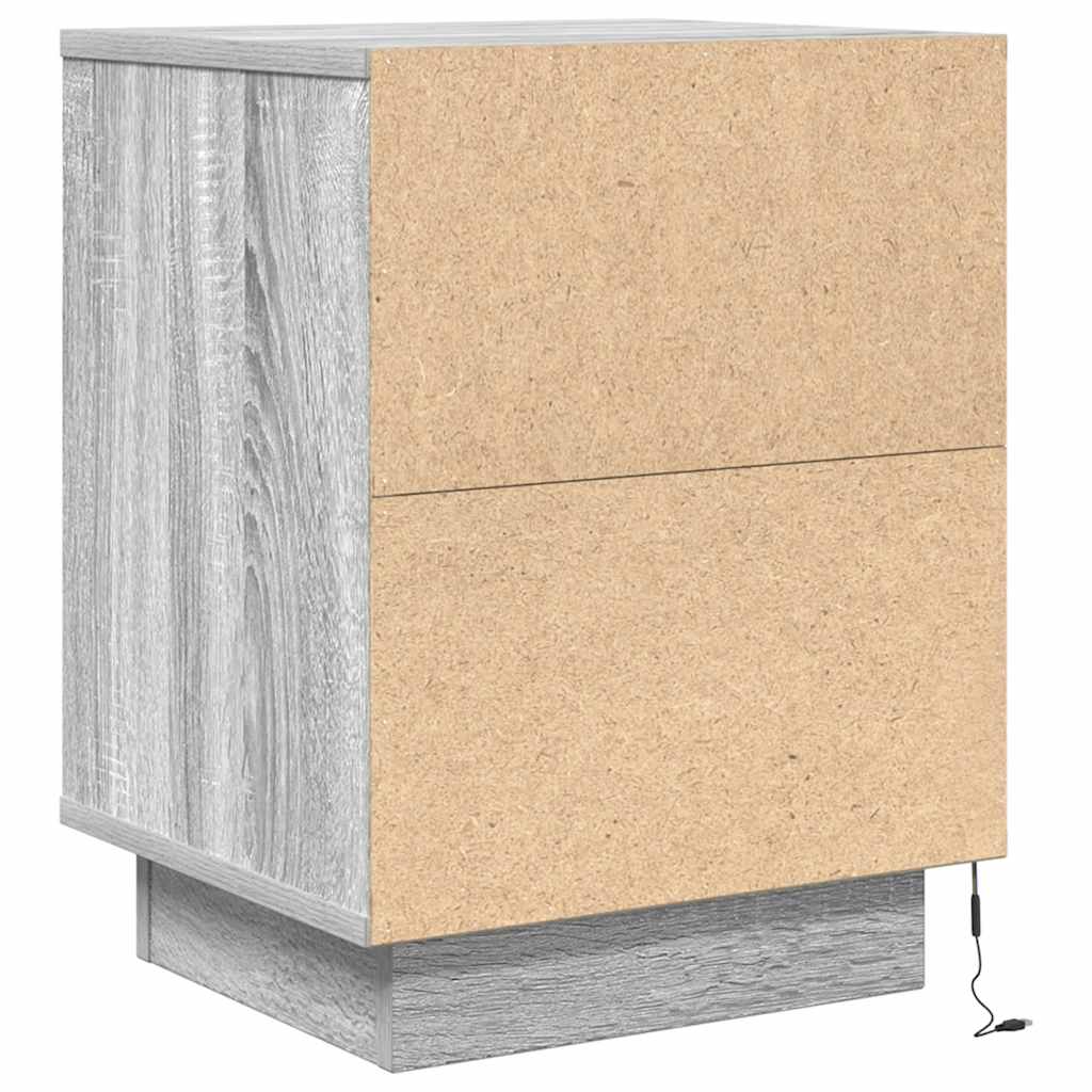 Tables de chevet avec lumières LED 2 pcs sonoma gris 38x34x50cm - XIOS