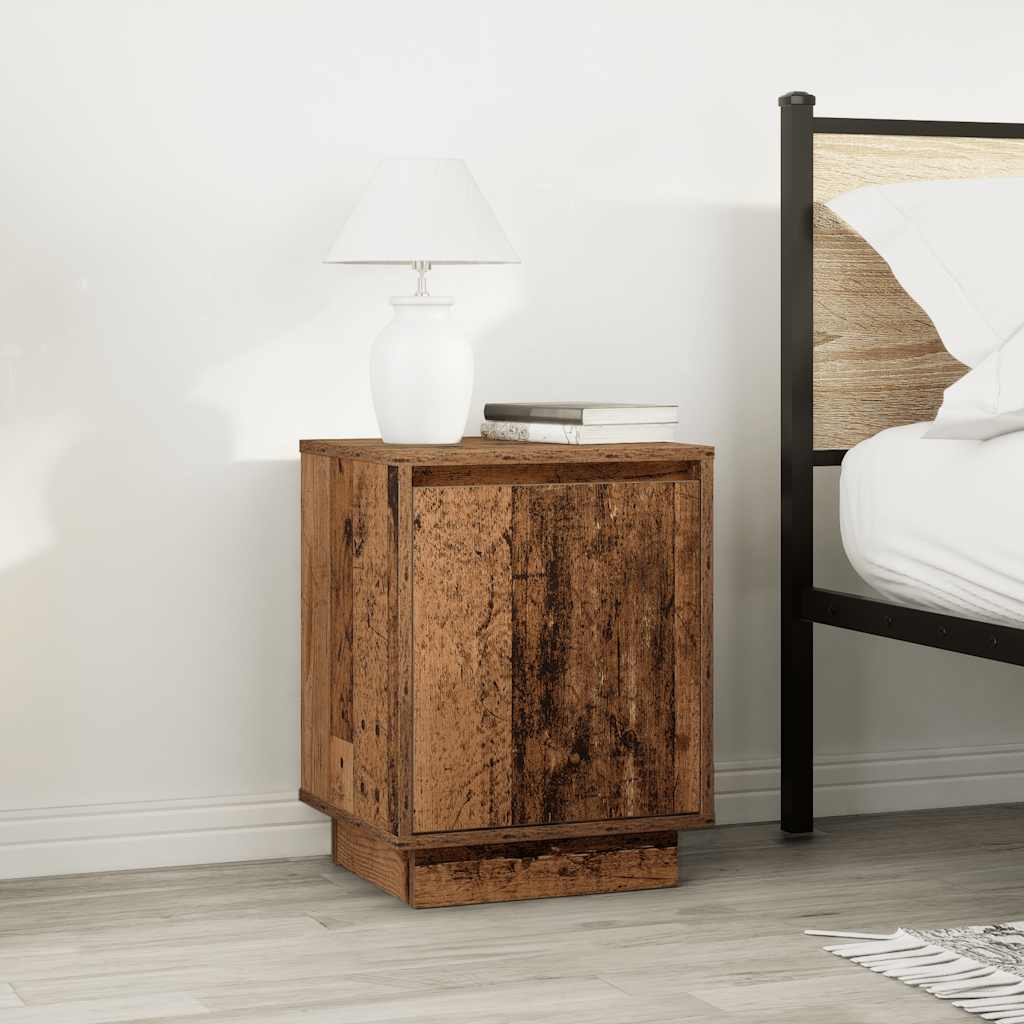 Tables de chevet avec lumières LED 2pcs vieux bois 38x34x50 cm - XIOS