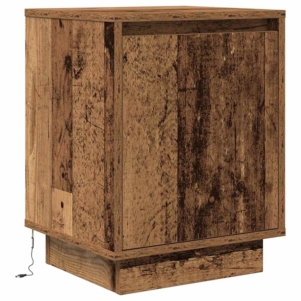 Tables de chevet avec lumières LED 2pcs vieux bois 38x34x50 cm - XIOS