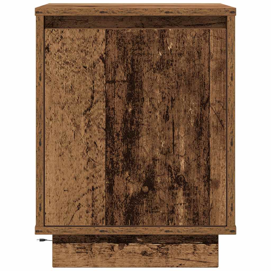 Tables de chevet avec lumières LED 2pcs vieux bois 38x34x50 cm - XIOS