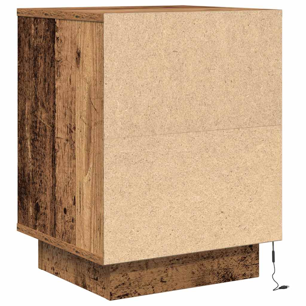 Tables de chevet avec lumières LED 2pcs vieux bois 38x34x50 cm - XIOS