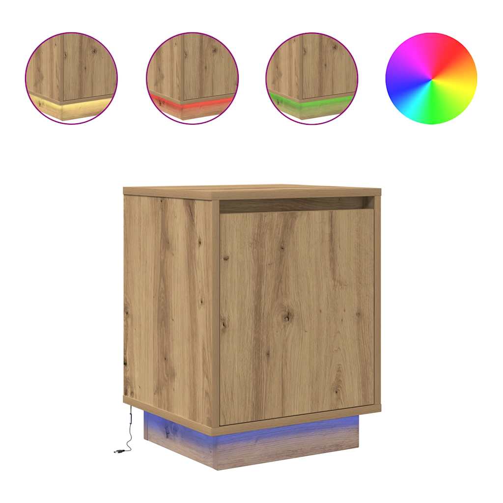 Armoires de chevet lumières LED 2pcs chêne artisanal 38x34x50cm - XIOS