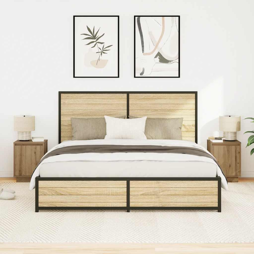Armoires de chevet lumières LED 2pcs chêne artisanal 38x34x50cm - XIOS