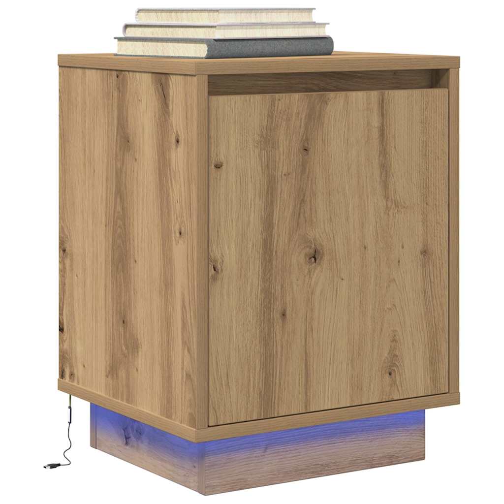 Armoires de chevet lumières LED 2pcs chêne artisanal 38x34x50cm - XIOS
