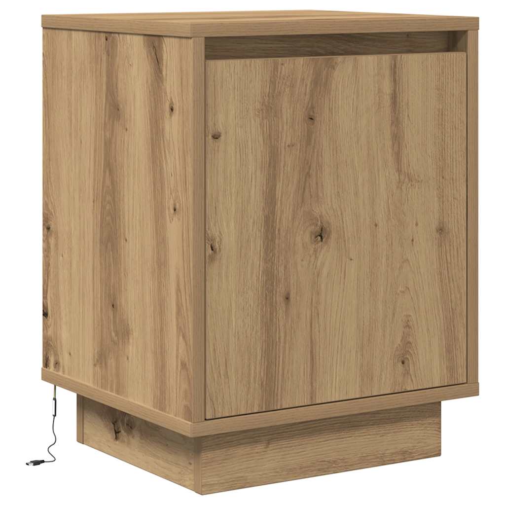 Armoires de chevet lumières LED 2pcs chêne artisanal 38x34x50cm - XIOS