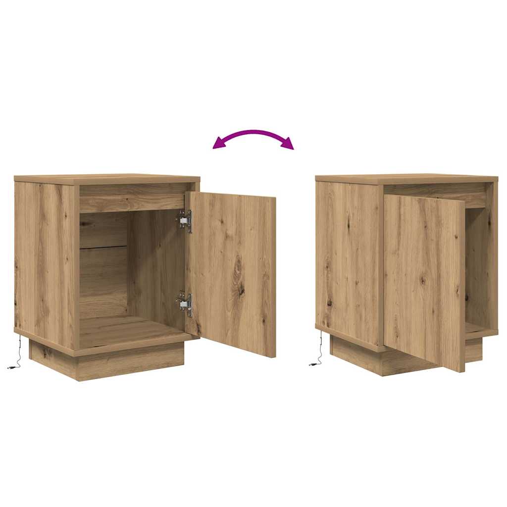 Armoires de chevet lumières LED 2pcs chêne artisanal 38x34x50cm - XIOS