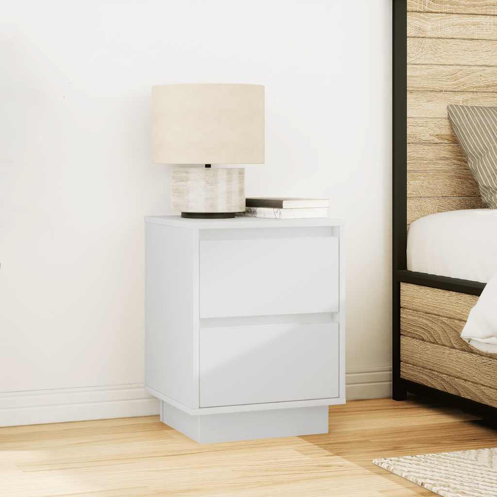 Tables de chevet avec lumières LED 2 pcs blanc 38x34x50 cm - XIOS