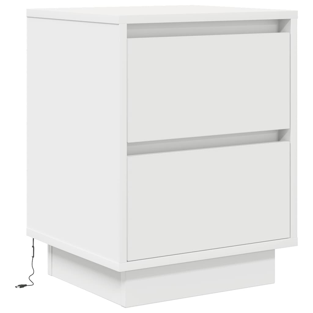 Tables de chevet avec lumières LED 2 pcs blanc 38x34x50 cm - XIOS