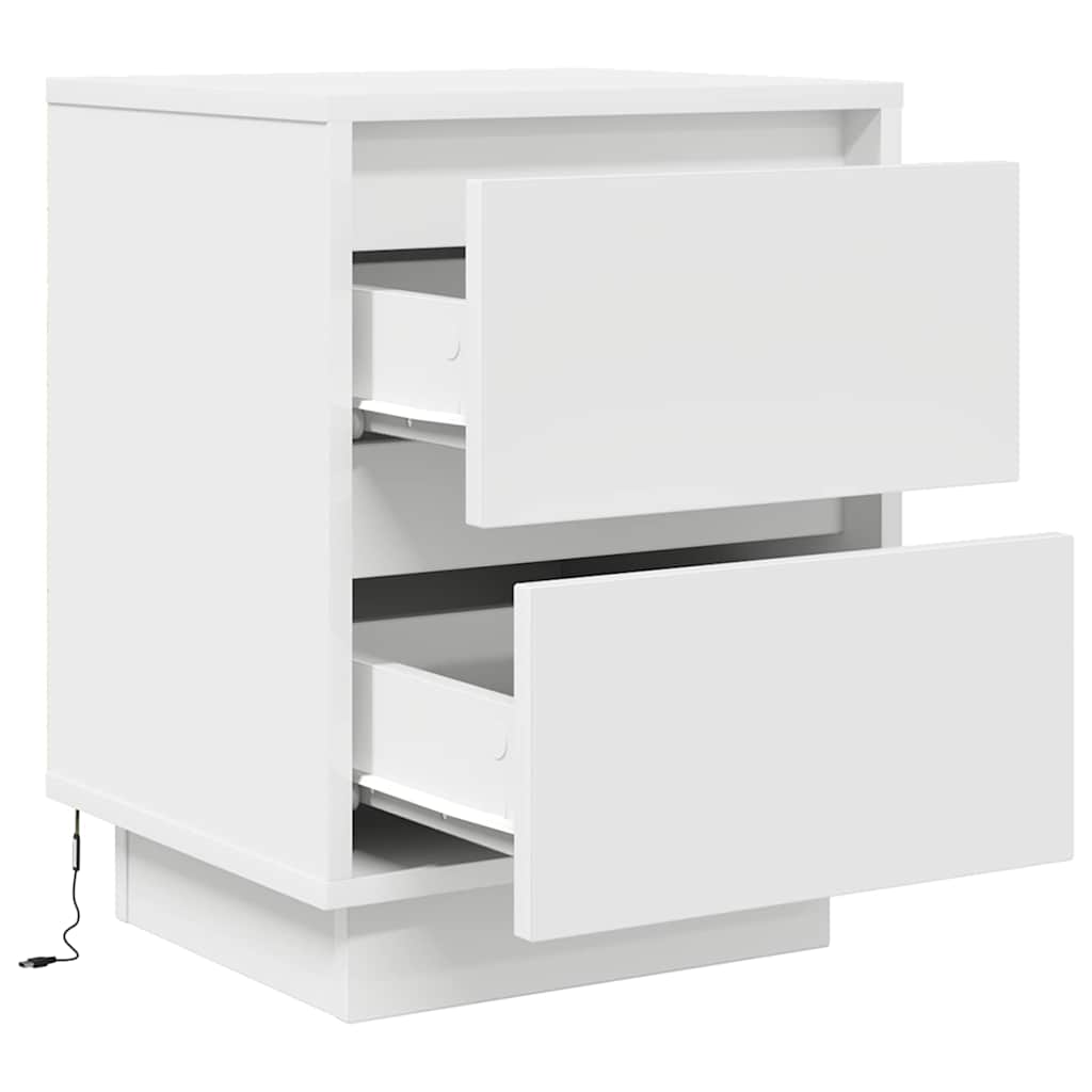 Tables de chevet avec lumières LED 2 pcs blanc 38x34x50 cm - XIOS