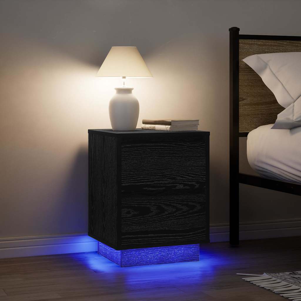Table de chevet avec lumières LED noir 38x34x50 cm - XIOS