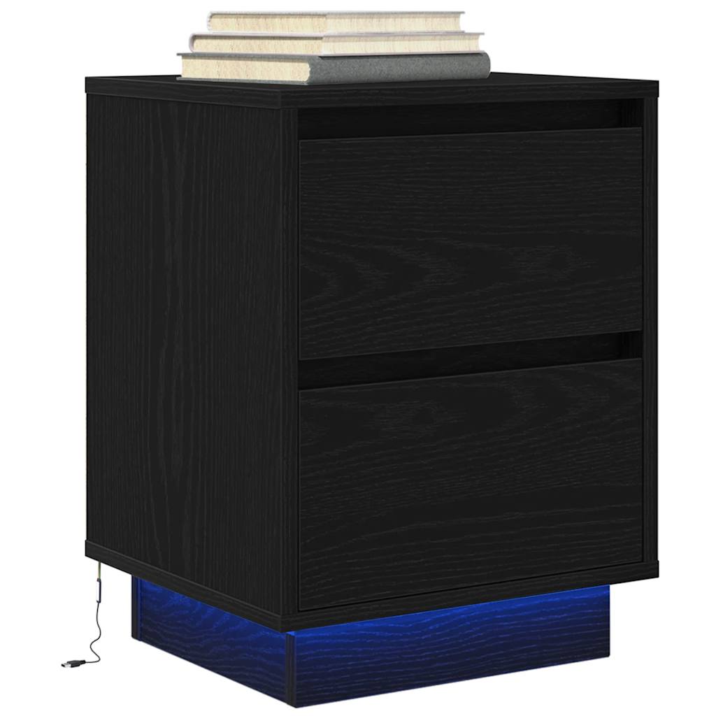 Table de chevet avec lumières LED noir 38x34x50 cm - XIOS