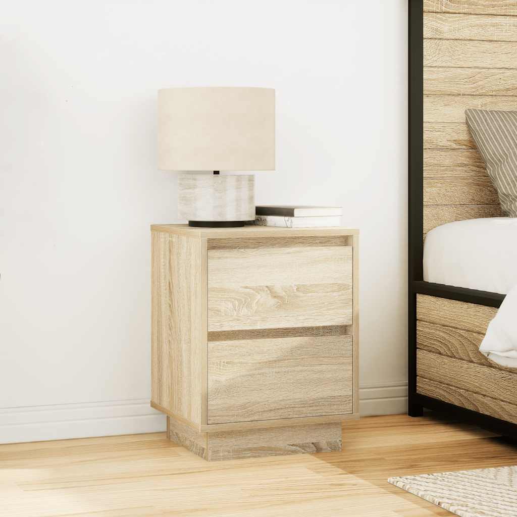 Tables de chevet avec lumières LED 2pcs chêne sonoma 38x34x50cm - XIOS