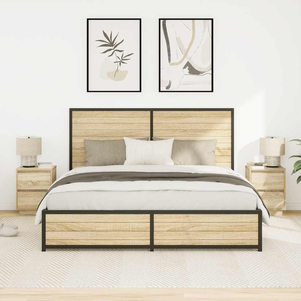 Tables de chevet avec lumières LED 2pcs chêne sonoma 38x34x50cm - XIOS