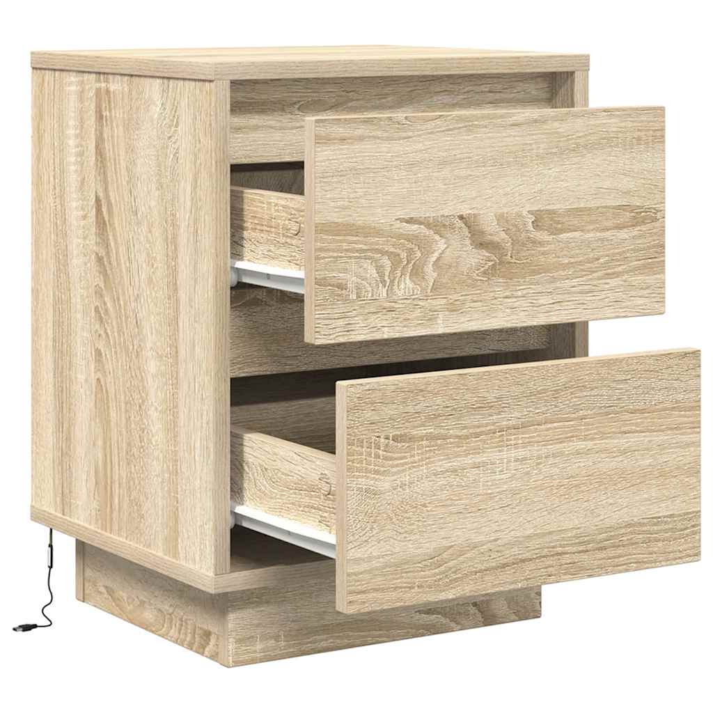 Tables de chevet avec lumières LED 2pcs chêne sonoma 38x34x50cm - XIOS