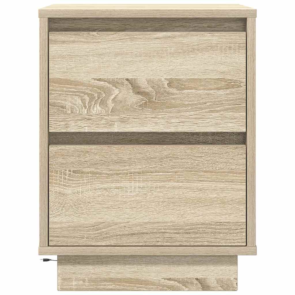 Tables de chevet avec lumières LED 2pcs chêne sonoma 38x34x50cm - XIOS