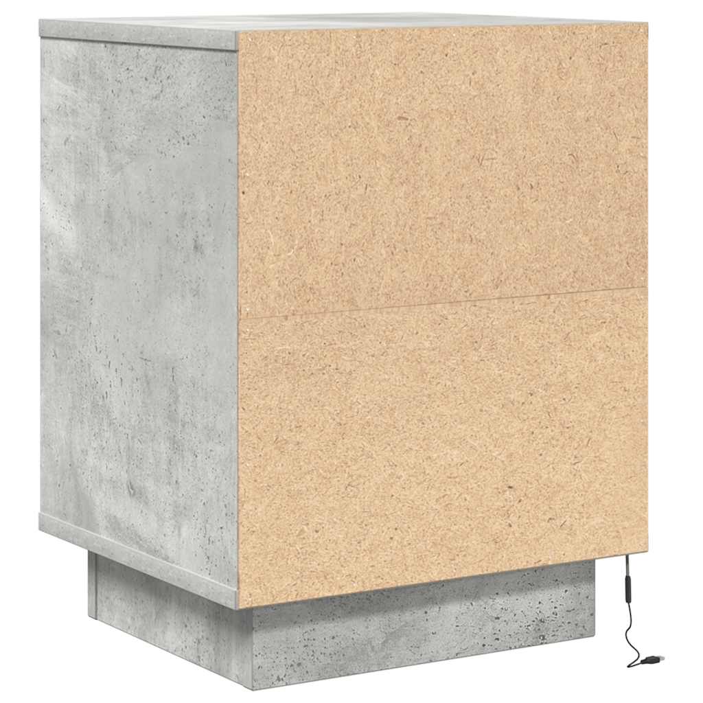Table de chevet avec lumières LED gris béton 38x34x50 cm - XIOS