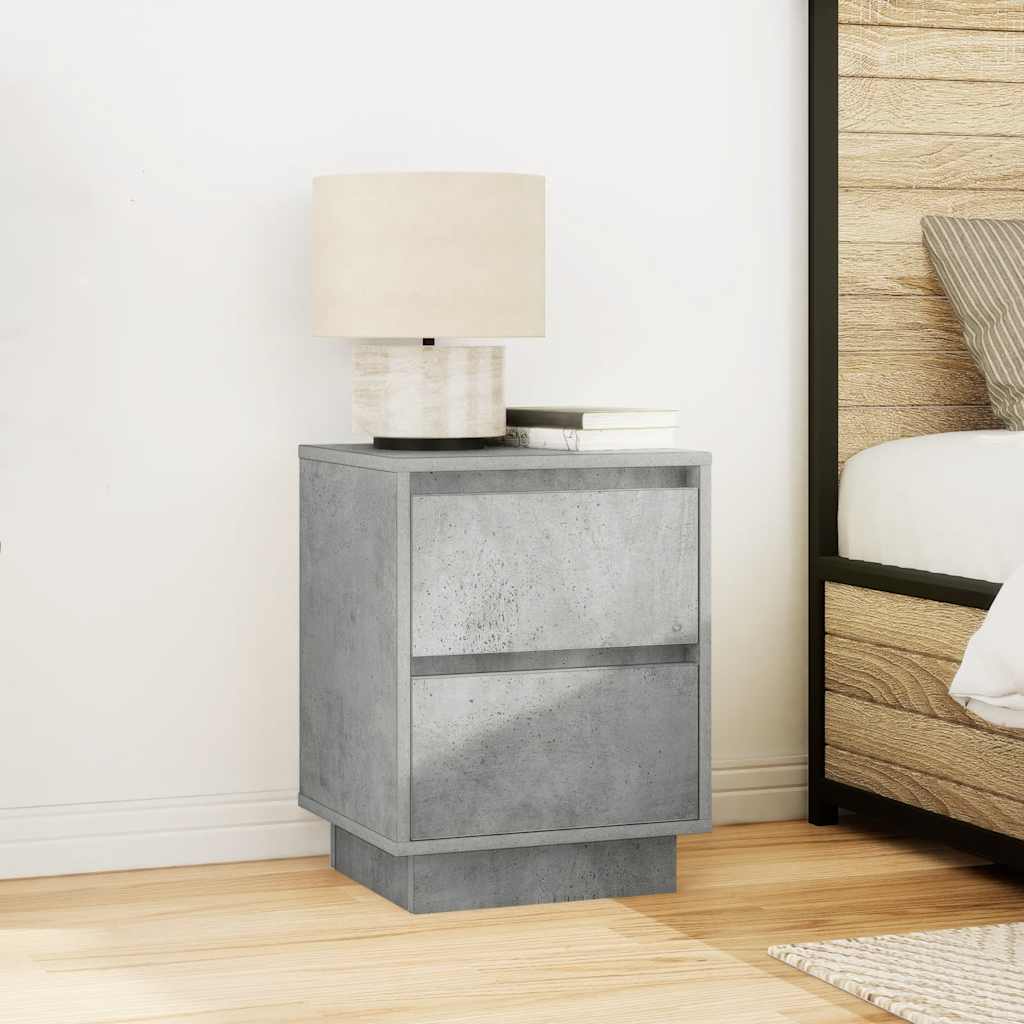Tables de chevet avec lumières LED 2 pcs gris béton 38x34x50 cm - XIOS