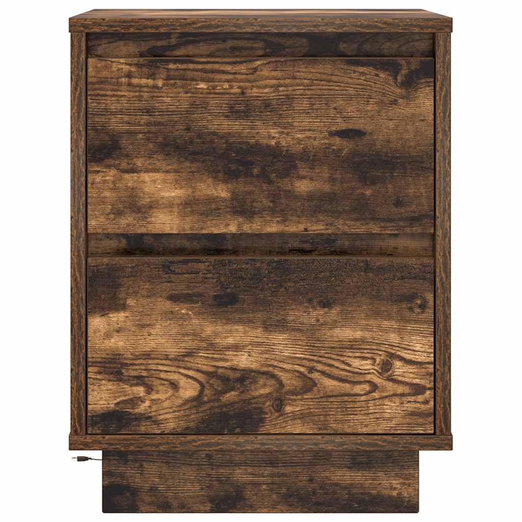Table de chevet avec lumières LED chêne fumé 38x34x50 cm