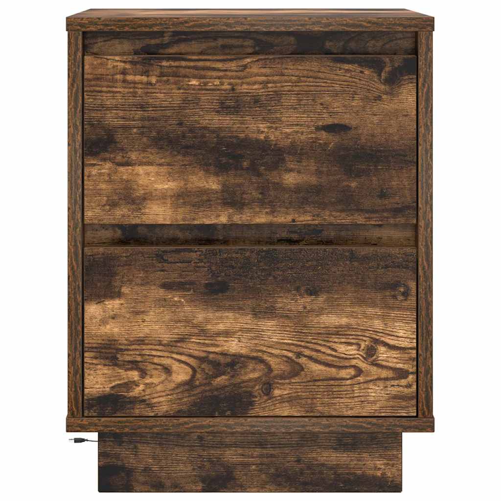 Tables de chevet avec lumières LED 2pcs chêne fumé 38x34x50 cm - XIOS