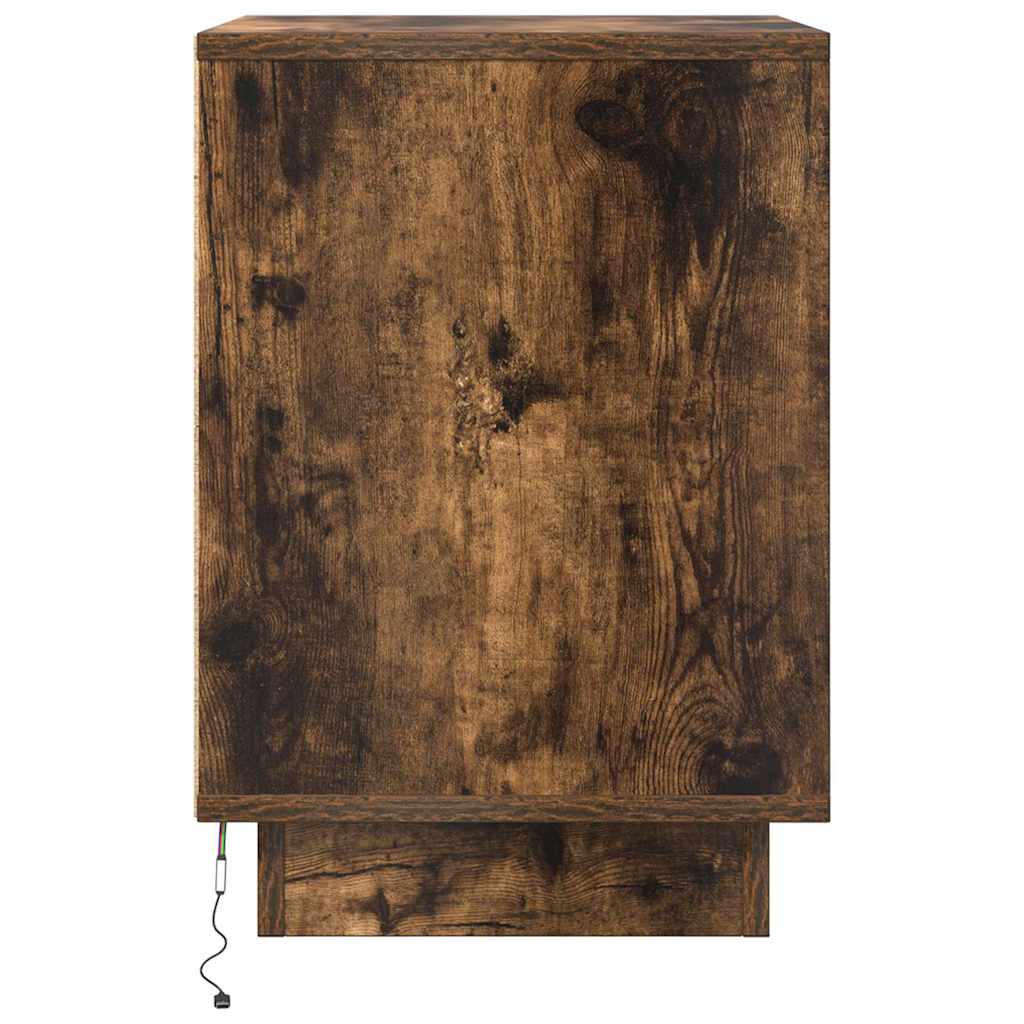 Tables de chevet avec lumières LED 2pcs chêne fumé 38x34x50 cm - XIOS