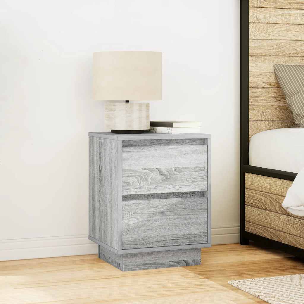 Tables de chevet avec lumières LED 2pcs sonoma gris 38x34x50 cm - XIOS