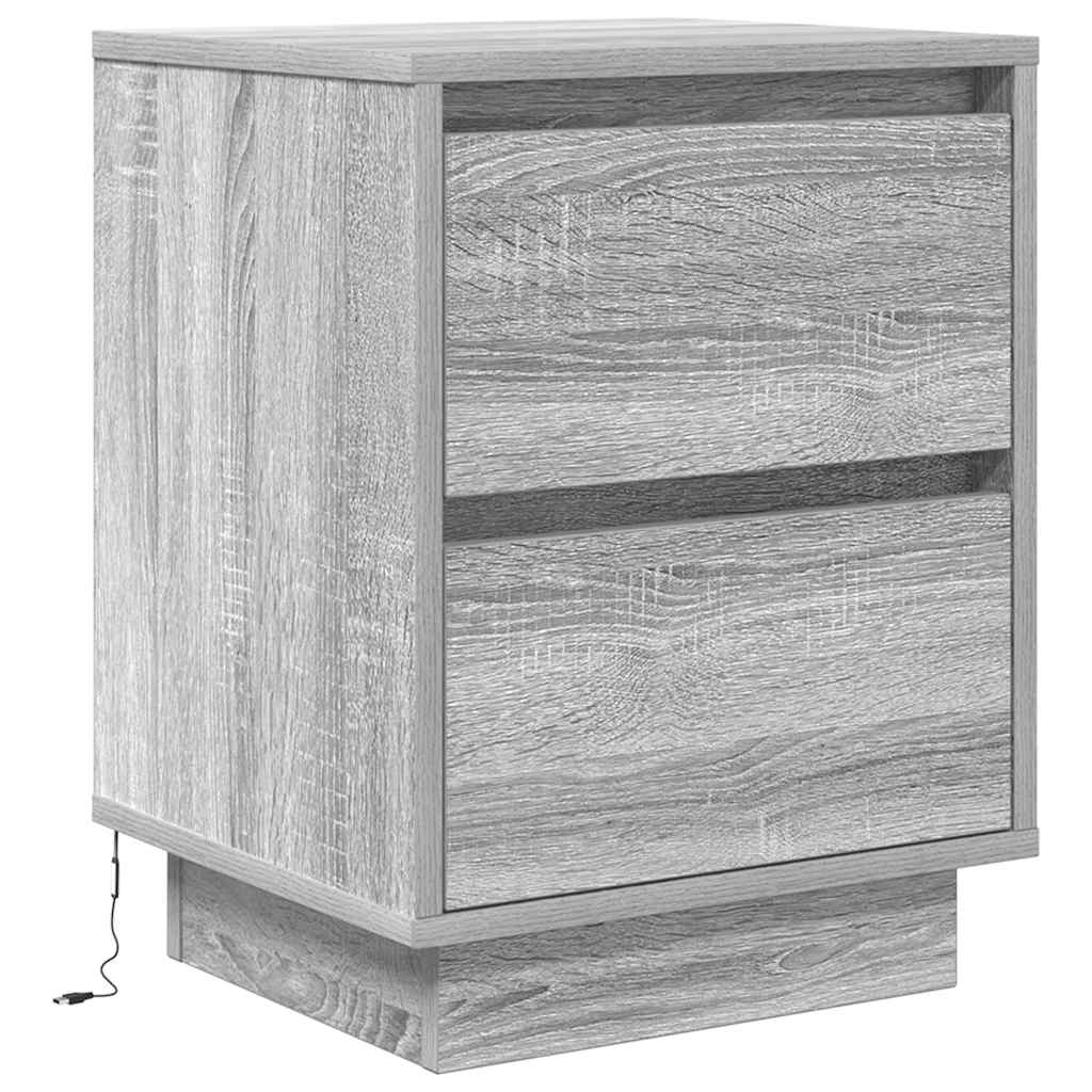 Tables de chevet avec lumières LED 2pcs sonoma gris 38x34x50 cm - XIOS