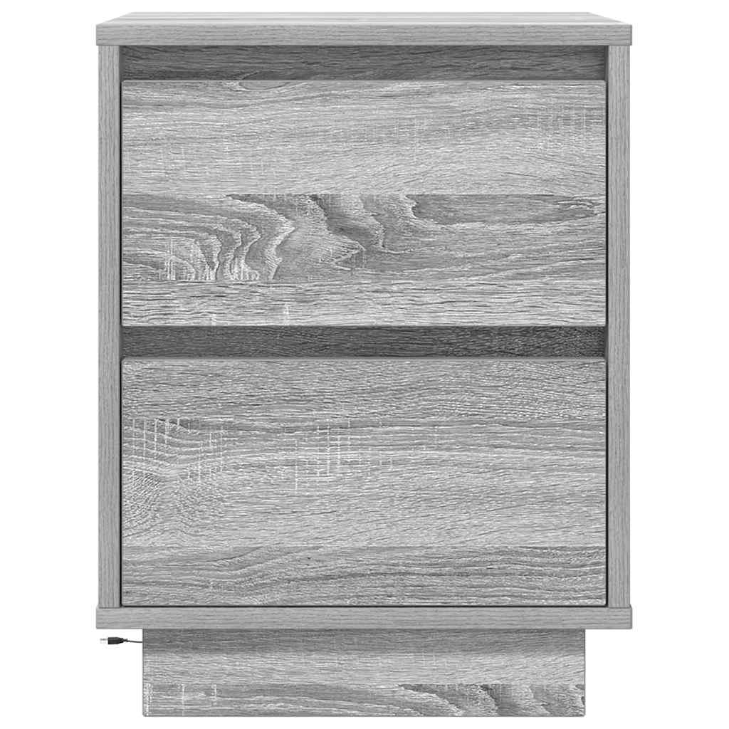 Tables de chevet avec lumières LED 2pcs sonoma gris 38x34x50 cm - XIOS