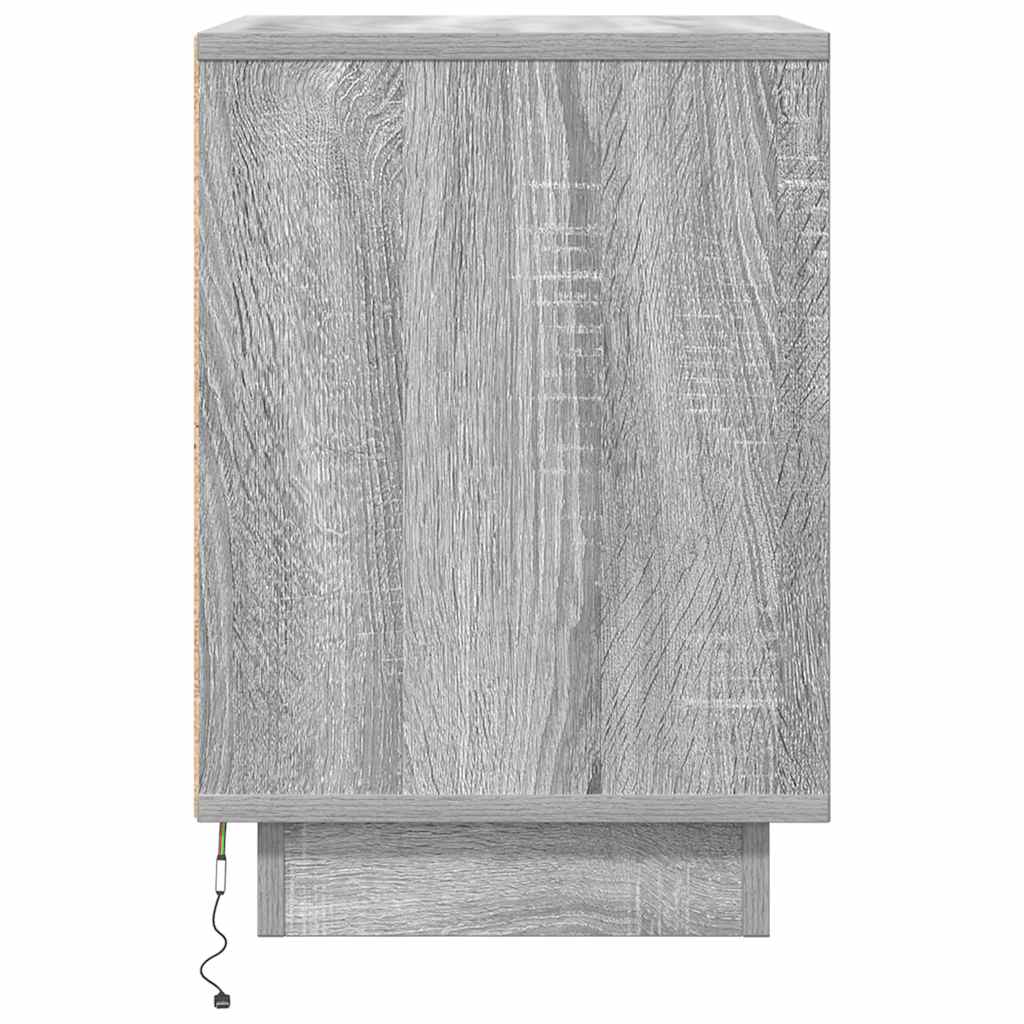 Tables de chevet avec lumières LED 2pcs sonoma gris 38x34x50 cm - XIOS