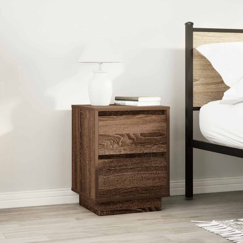 Tables de chevet avec lumières LED 2pcs chêne marron 38x34x50cm - XIOS