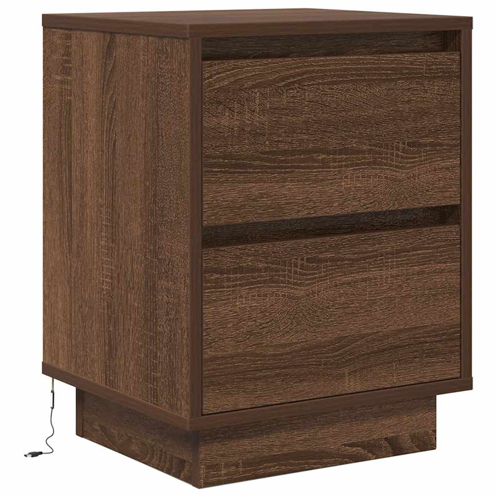 Tables de chevet avec lumières LED 2pcs chêne marron 38x34x50cm - XIOS