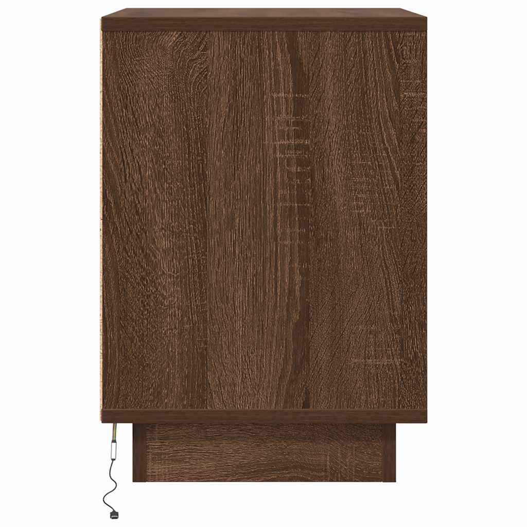 Tables de chevet avec lumières LED 2pcs chêne marron 38x34x50cm - XIOS