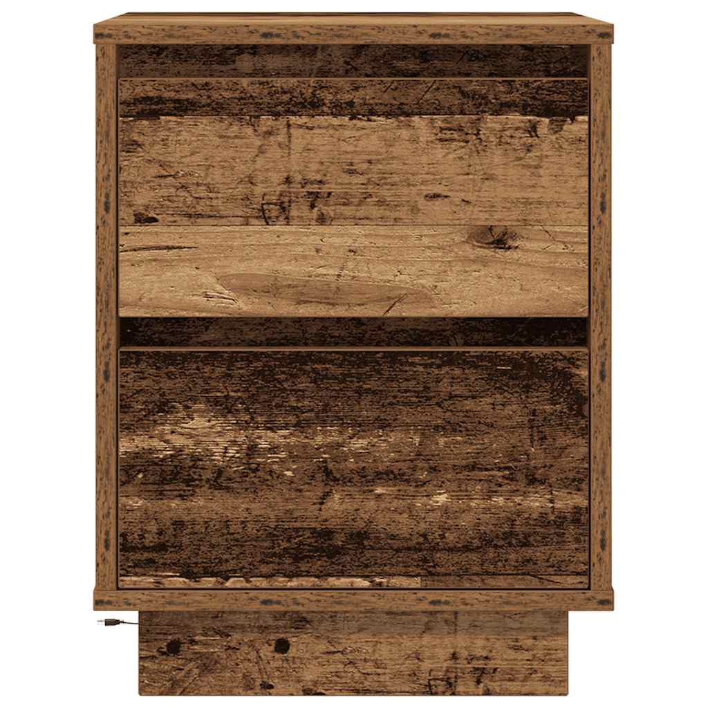 Tables de chevet avec lumières LED 2pcs vieux bois 38x34x50 cm - XIOS