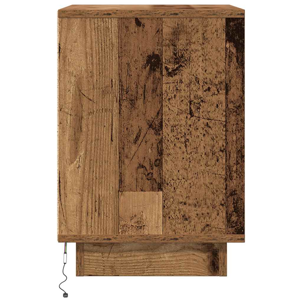 Tables de chevet avec lumières LED 2pcs vieux bois 38x34x50 cm - XIOS