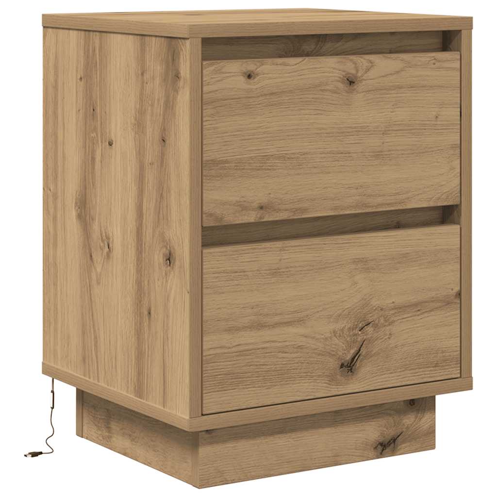Armoires de chevet lumières LED 2pcs chêne artisanal 38x34x50cm - XIOS