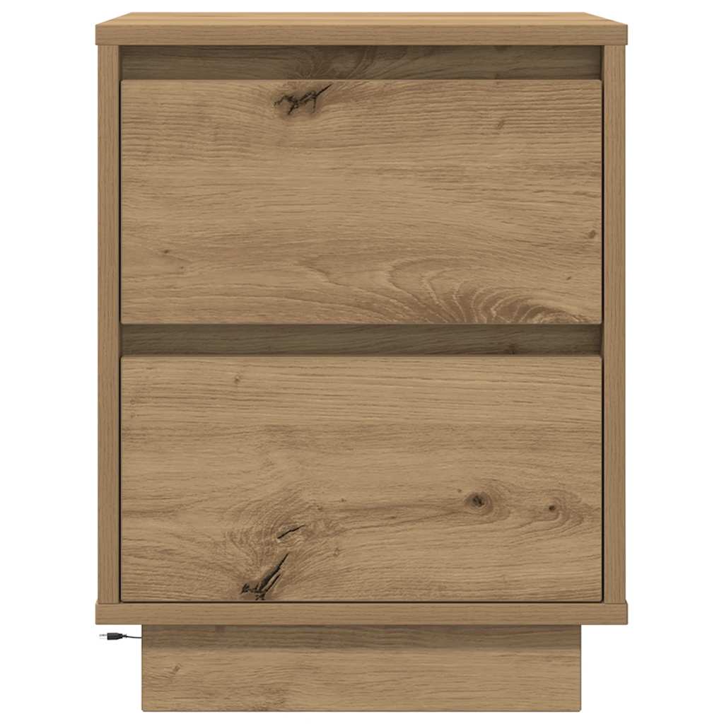 Armoires de chevet lumières LED 2pcs chêne artisanal 38x34x50cm - XIOS